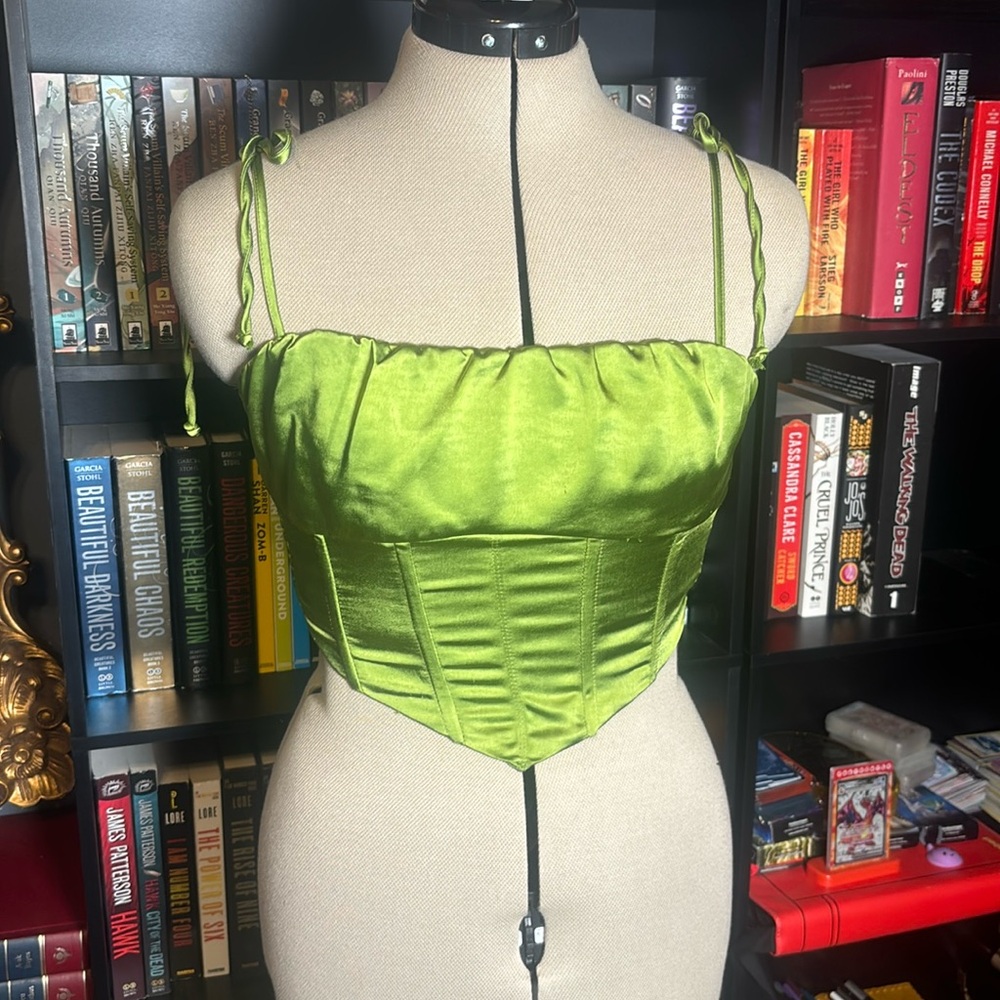 L.A. Hearts Green Corset Crop Top
